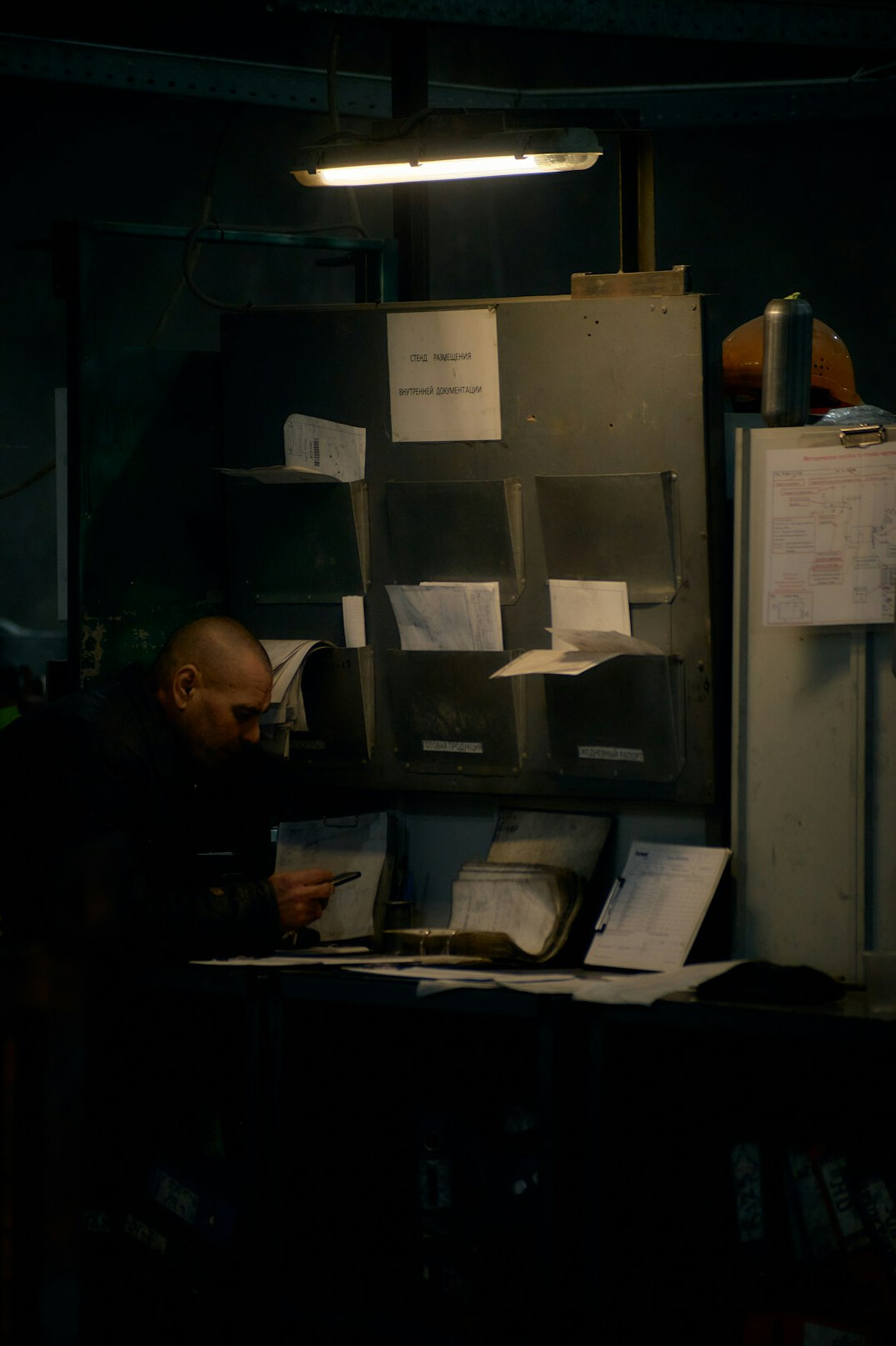 detective investigating files